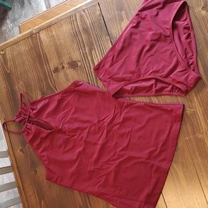 NEW Cranberry 2pc tankini swimsuit with high waist bottoms size Lg - boutique